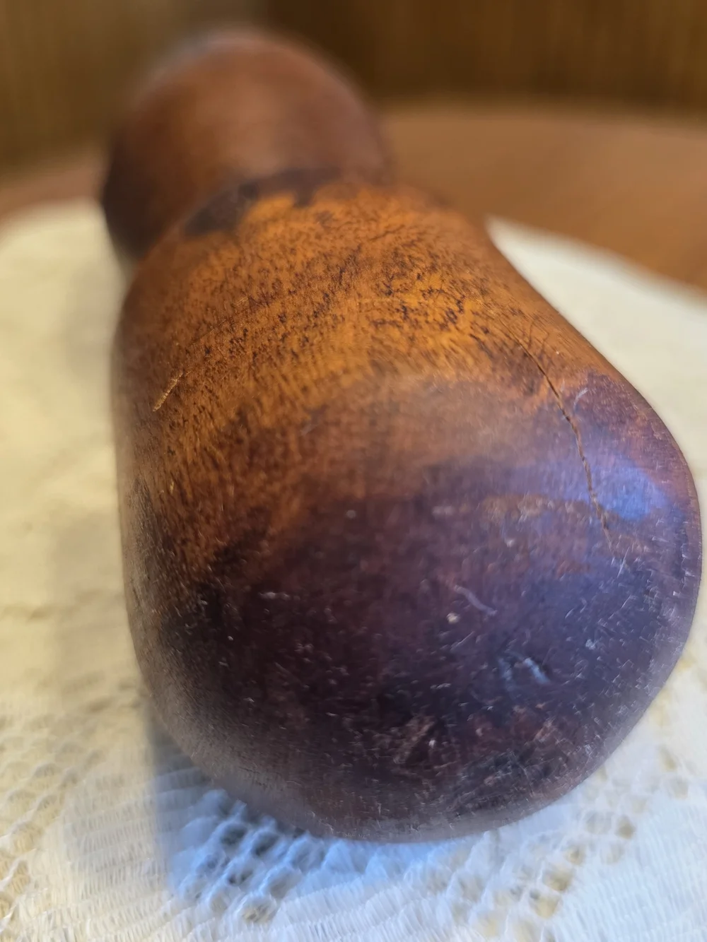 VTG Artisan-Carved Wood Haitian Mortar And Pestle Large Pilon Footed